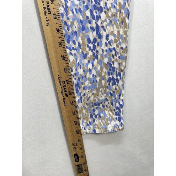 J.Mclaughlin Lexi Jeans Pants Womens 10 Watercolor Blue Tan White Print Stretch - Picture 8 of 10